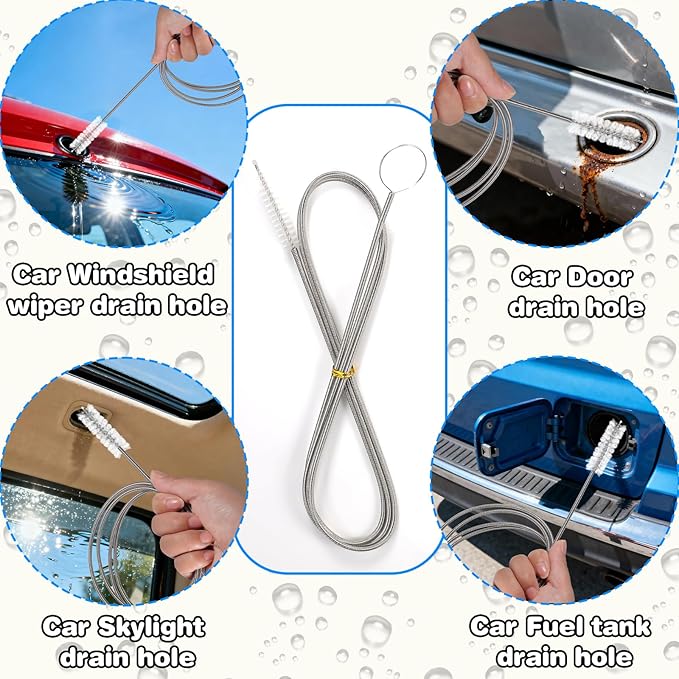 Cleaning Brushes Set, 10 Pieces 8 Inch Nylon Tube Brush + 60 Inch Flexible Long Drain Brush, Hose Pipe Brush, Suitable for Home Kitchen, Bathroom, Fish Tank, Water Pump Accessories (White)