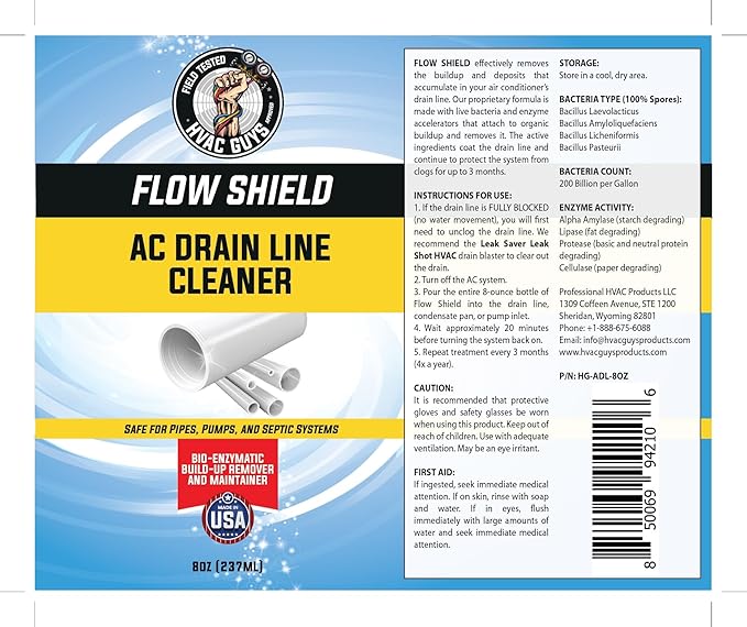 AC Drain Line Cleaner 2 Pack | Prevent Buildup and Overflow | 8oz - Up to 3 Months of Protection | Fast Acting & Long Lasting Bio-Enzymatic Formula
