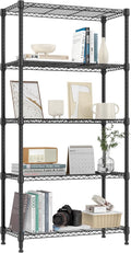 M MZG 1250 lbs 5 Tier Shelf Metal Storage Shelves Shelving Wire Rack Heavy Duty Closet Organizers for Garage Kitchen Bathroom Laundry Black 13.8" D x 29.5" W x 59.5" H