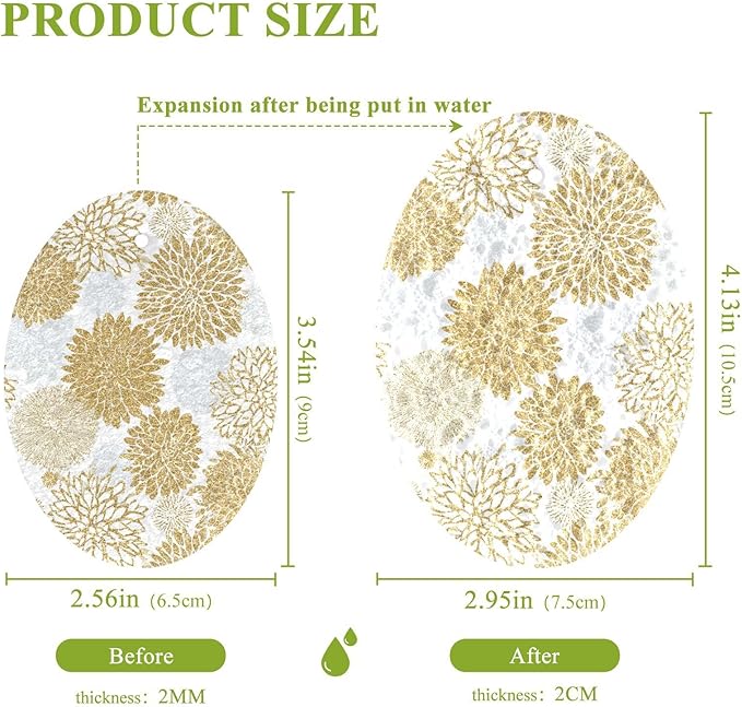 Kcldeci 3 Pack Kitchen Dish Scrub Sponge Pads Floral Gold Patterns Trendy Gold Glitter Scrubber Kitchen Sponges for Dishes Dishwashing Household Cleaning Sponges for Kitchen