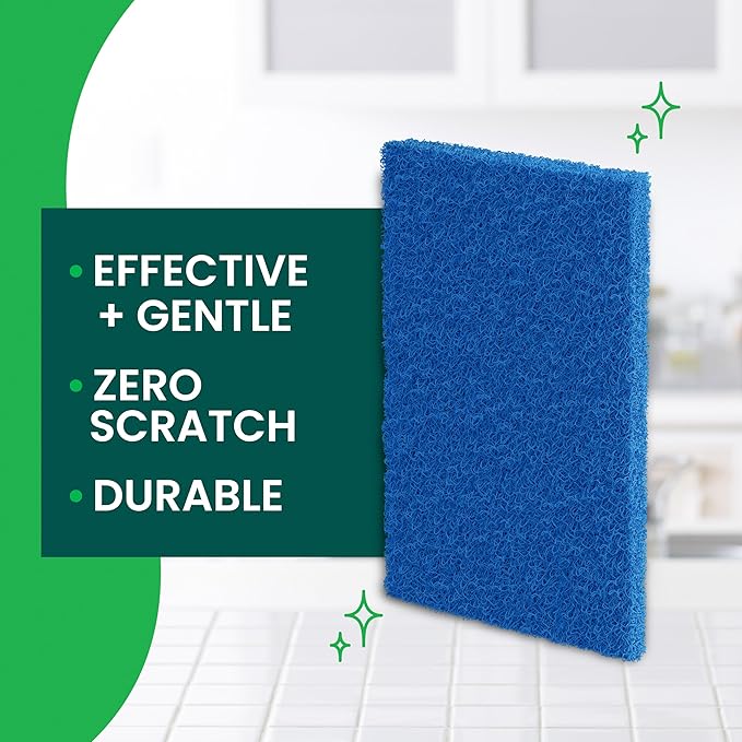 Scotch-Brite Zero Scratch Scouring Pad, Effective + Gentle Dish Scrubber for Household Cleaning, 30 Scrub Pads for Dishes, Nonstick Pots and Pans, Glass, Tubs, Showers, Reusable & Durable