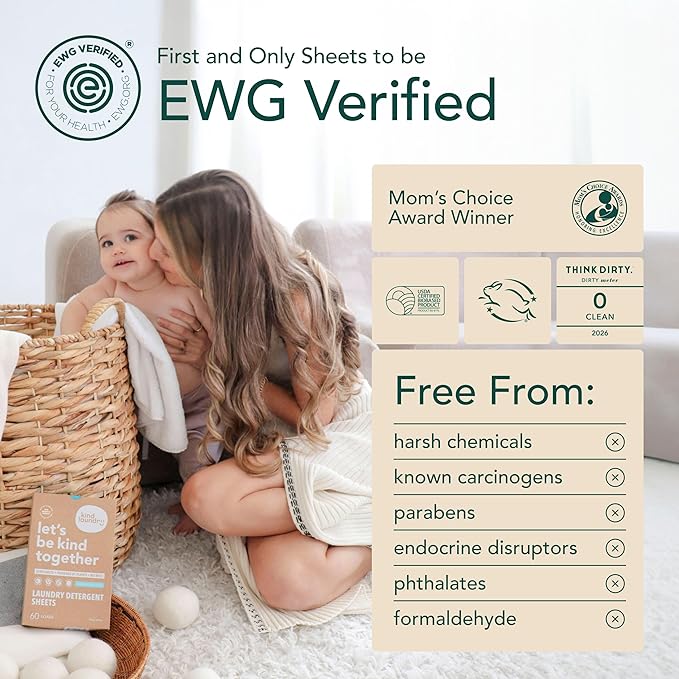 Kind Laundry Detergent Sheets with Stain-Fighting Enzymes - Plant Powered Eco-Friendly Laundry Soap Sheets - Home or Travel Laundry Detergent - Ocean Breeze, 120 Loads (Mom's Choice Award Winner)