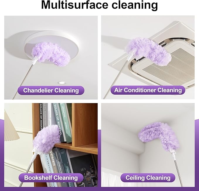 JOYMOOP Ceiling Fan Cleaner Duster and Cobweb Duster with Extension Pole, 28–98 Inch Handle and 6 Refills for High Ceilings and Furniture