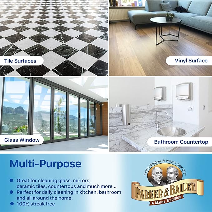 Parker & Bailey Glass & Multi-Surface Cleaner - Glass Cleaner Spray Multi Surface Cleaner Cleaning Spray Mirror Cleaner Tile Cleaner Bathroom Cleaner Multipurpose Cleaning Supplies, 32 Oz