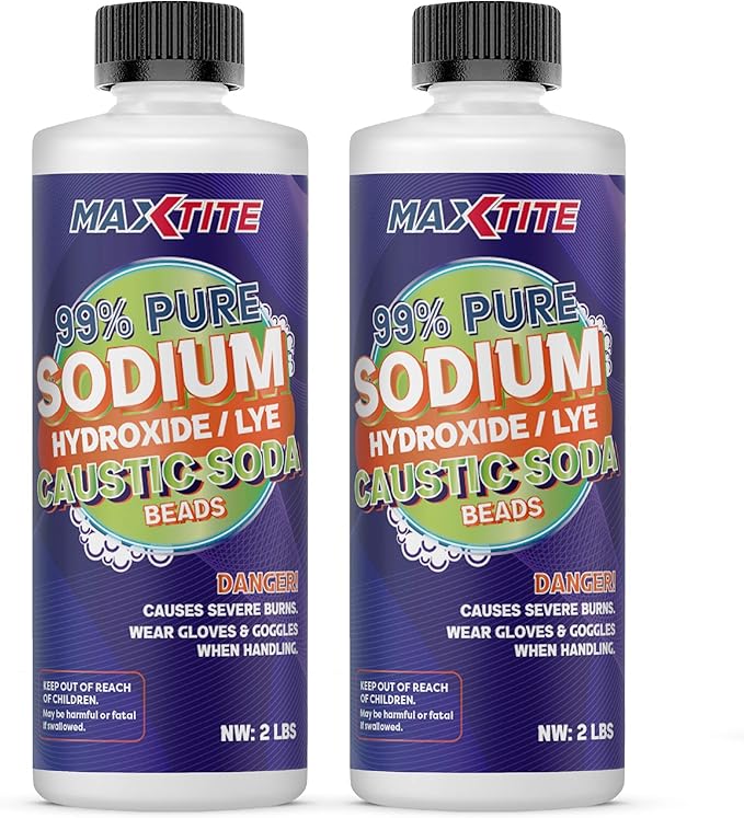 MaxTite Caustic Soda Beads - 2 Pack - 99% Pure