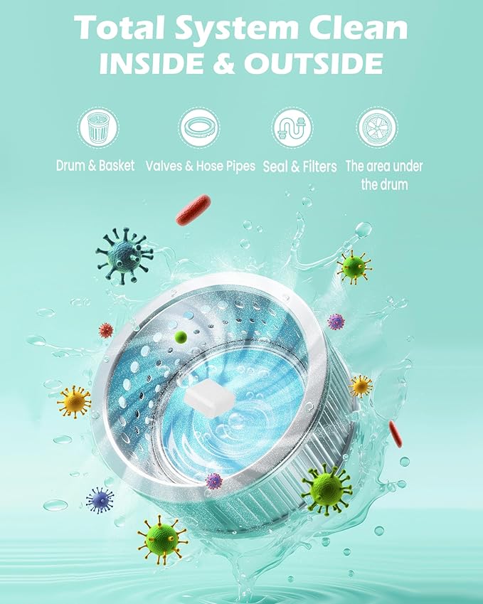 Washing Machine Cleaner Tablets: 40% Stronger Cleaning Power, Deep Cleaning Tablets For HE, Front Loader & Top Load Washer, Removes Pet Hair, Odors, Formulated for Pet Owners, 24 Pack, 15G