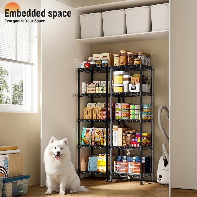 5 Tier Metal Shelving Unit Wire Shelving,Storage Shelves for Small Space:Adjustable Storage Rack Standing Bathroom Shelf and Narrow Shelf for Laundry Dorm Kitchen Pantry Closet15.8"w*11.8"D*53"H