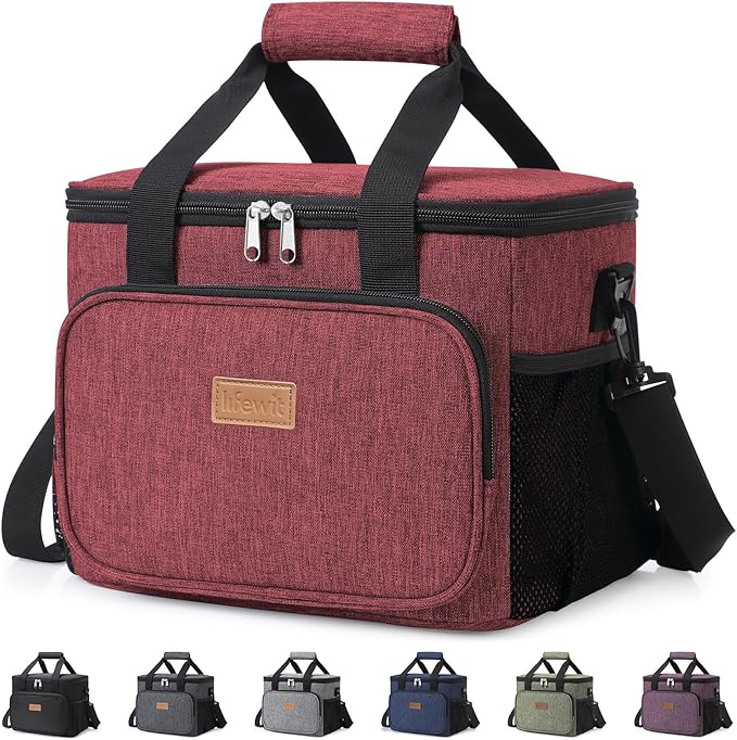 Lifewit Large Lunch Bag, Insulated Lunch Box, Soft Cooler Cooling Tote for Adult Men Women, Burgundy 24-Can (15L)