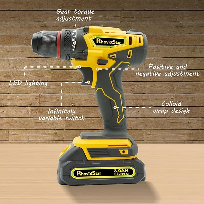 20V MAX Cordless Drill, Power Tool Combo Kit with 1x Battery and Charger, 23pcs Drill Bits, Variable Speed, for DIY/Wood/Wall/Metal/Home Repair