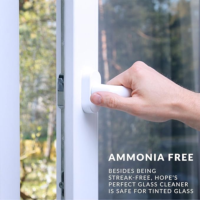 HOPE'S Perfect Glass Cleaner Spray Refill, Streak-Free, Ammonia-Free Window, Mirror, Screen, Tinted Glass, and Shower Door Cleaner, Indoor and Outdoor Glass Surfaces, 67.6 Ounce, Pack of 2