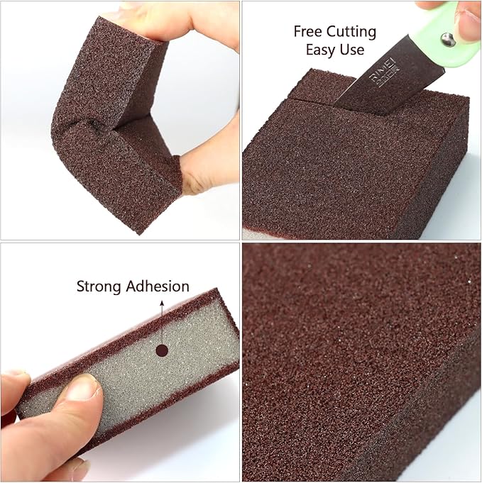 Magic Carborundum Sponge, 6pcs with 1 Handle Rust Foam Cleaning Eraser for Pots, Pans, Sink, Grill, Household Cleaning Emery Sponges for Kitchen, Bathroom