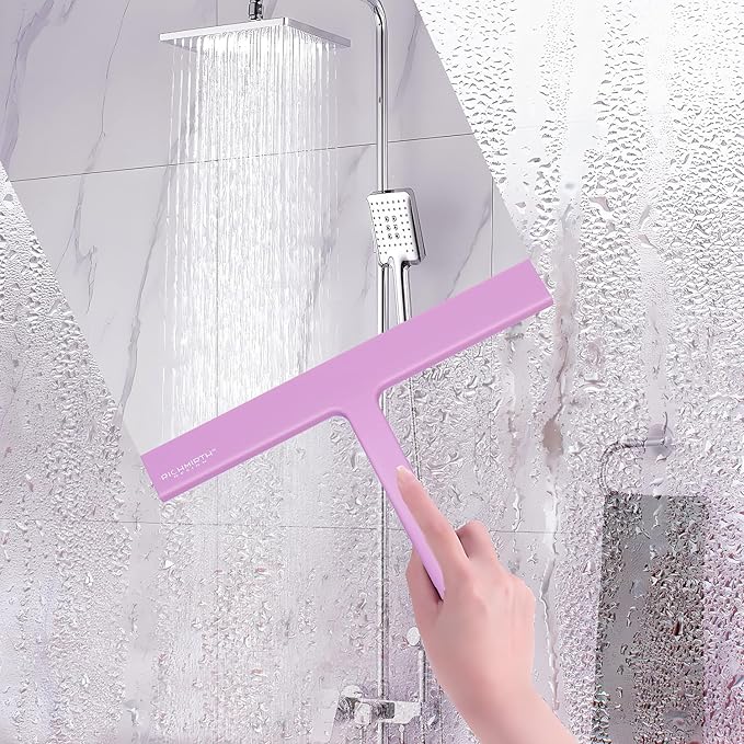 RICHMIRTH Silicone Rubber Blade Shower Squeegee 9" in Width Window & Car Squeegee - Pink