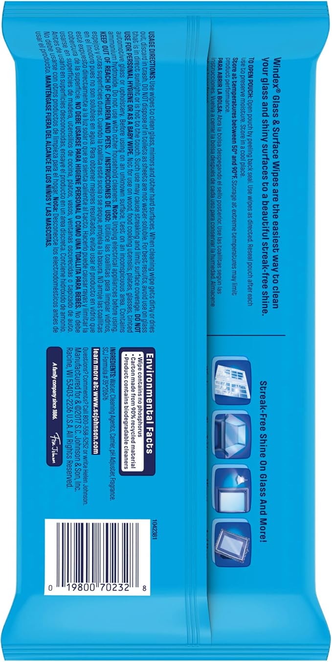 Windex Glass and Multi-Surface Cleaning Wipes, 28 Count - Pack of 6 (168 Total Wipes)