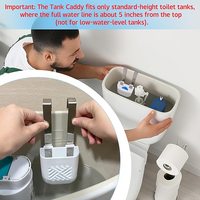 moonoom 2Pcs Toilet Tank Cleaning Tablet Holder,3.7'' x 2.9'' x 0.7'' Toilet Tank Bleach Tablet Bracket, Hanging Toilets Bowl Cleaner Carrier for Preventing Dissolved Residue From Polluting Water Tank