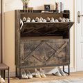 Nicetree Shoe Cabinet with 2 Flip Drawers, Freestanding Shoe Storage Cabinet with Metal Legs, Farmhouse Shoe Organizer for Entryway, Foyer, Hallway