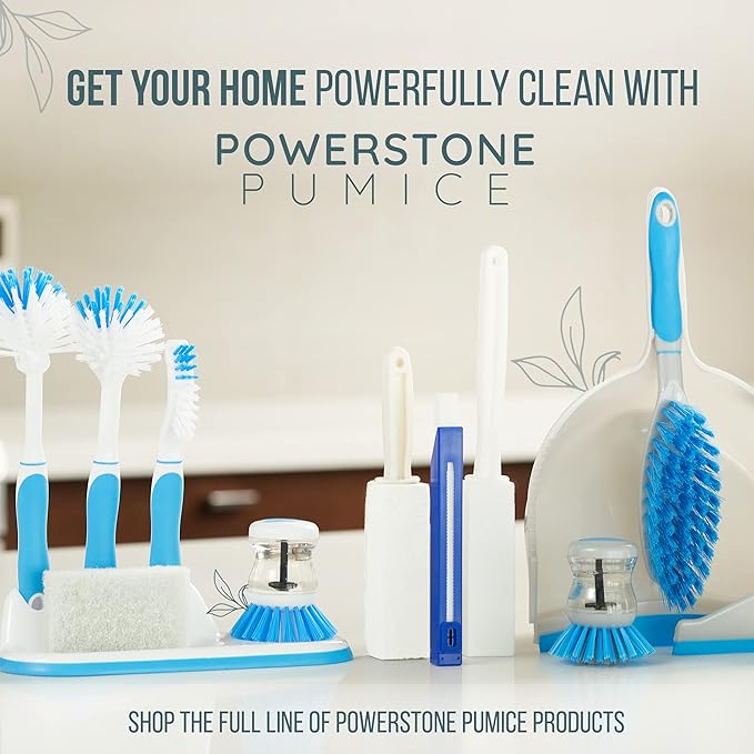 Powerstone Pumice Stone Toilet Bowl Cleaner with Extra Long Handle - 4 Pack | 3'' Longer Handle | Remove Hard Water Stains, Rings & Limescale from Toilets, Bathtubs, Sinks, Pools, BBQ