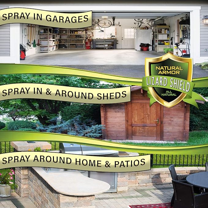 Natural Armor Lizard & Gecko Repellent Spray - Powerful Peppermint Formulation Repels All Types of Lizards & Geckos and Works Better Than Ultrasonic Gimmicks – 128 fl oz - Gallon Ready to Use