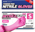 Beastek Nitrile Disposable Exam Gloves, 4Mil 100Ct Powder-Free Latex-Free Food-Safe for Cooking Medical Esthetician, Hot Pink