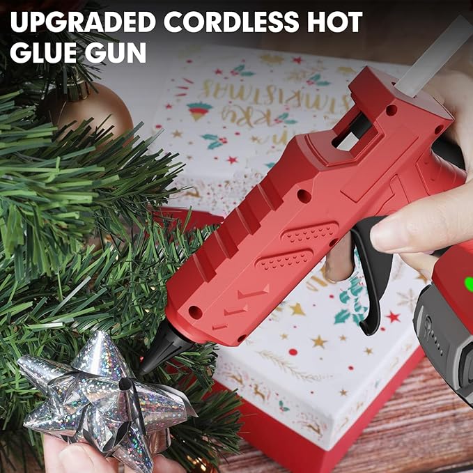 Cordless Hot Glue Gun for Milwaukee 18V Battery, 60W Full Size Heavy Duty Glue Gun, Handheld Hot Glue Gun Kit with 30pcs 0.43'' Glue Sticks for Home Repair Arts Crafts DIY (Battery Not Include)
