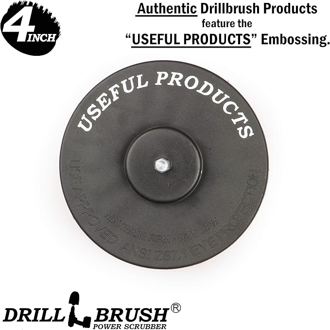 Ultra Stiff 4-Inch Electric Spin Scrubber: Industrial Cleaning Supplies for BBQ, Oil Stains, Rust, Metal, Concrete, Grates, Smoker, Griddle, Outdoor Deck, Garage, & Driveway - No Wire Brush for Drill