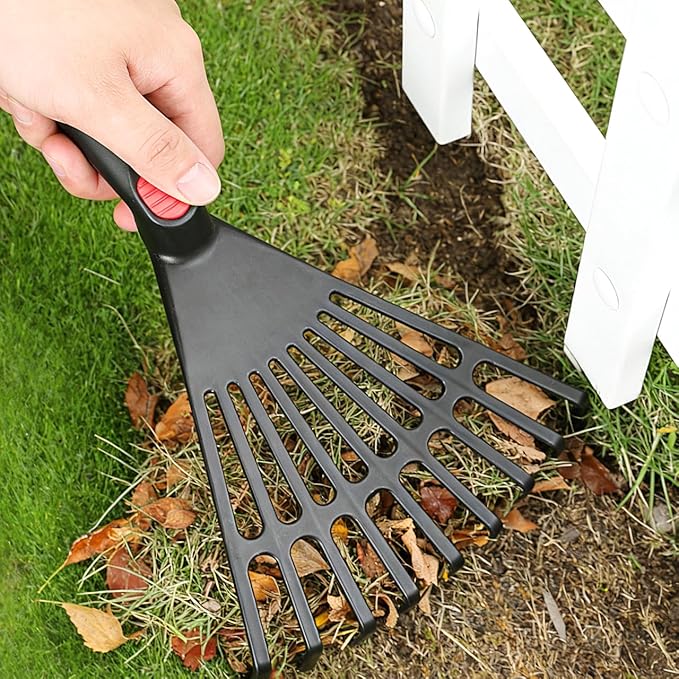 BESPORTBLE 2-Pack Small Hand Rakes - Lightweight Plastic Garden Rakes for Raised Garden Bed, Leaves, Lawns & Tight Spaces, Easy-Grip Ergonomic Handle (No Rust/Bend)
