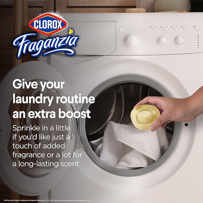Clorox Fraganzia Laundry Scent Booster Crystals, In-Wash Fragrance Beads for Fresh-Smelling Clothes & Linens, Safe for All Fabrics & Colors, Easy-Pour Bottle, Vanilla Scent, 70 Oz