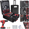 346pcs Tool Sets,18V Electric Power Drill Set, Cordless Drill for Men, Household Home DIY Hand Tool Kits,18+1 Clutch Cordless Power Drill Set for Thanksgiving, Christmas,Father's Day (Black)
