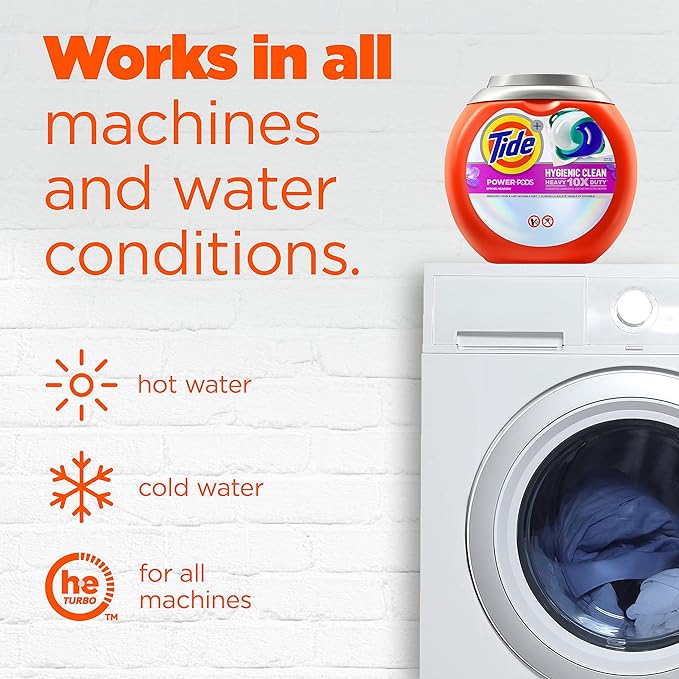 Tide Hygienic Clean Heavy 10x Duty Power PODS Laundry Detergent Pacs, Spring Meadow Scent, 45 Count, For Visible and Invisible Dirt