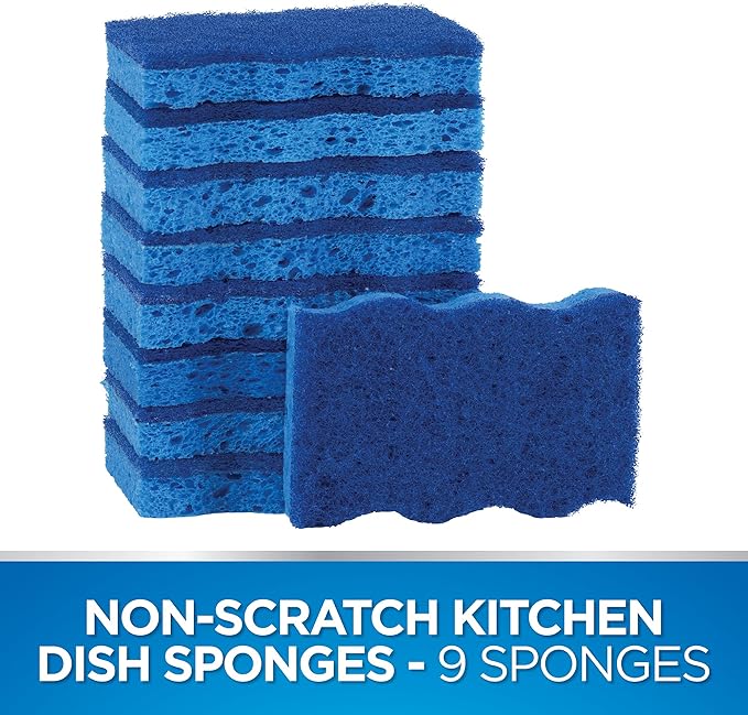 Dawn Non-Scratch Kitchen Dish Sponges, Blue (Pack of 9)