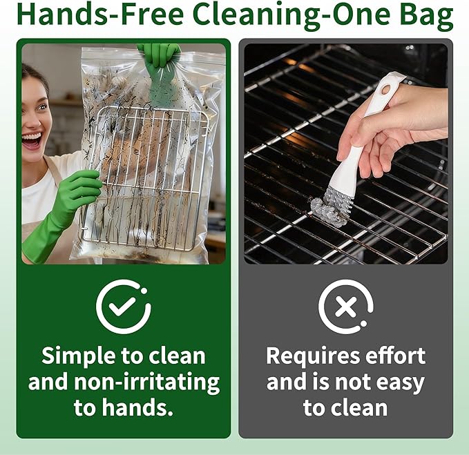 10-Pack Heavy Duty Oven Rack Cleaning Bags,19.7 * 27.5 inch，No Scrub Reusable Leak-Proof Soaking Bags for Grill Grates，Universal Fit for Oven Racks, Griddles and Smoker Grates