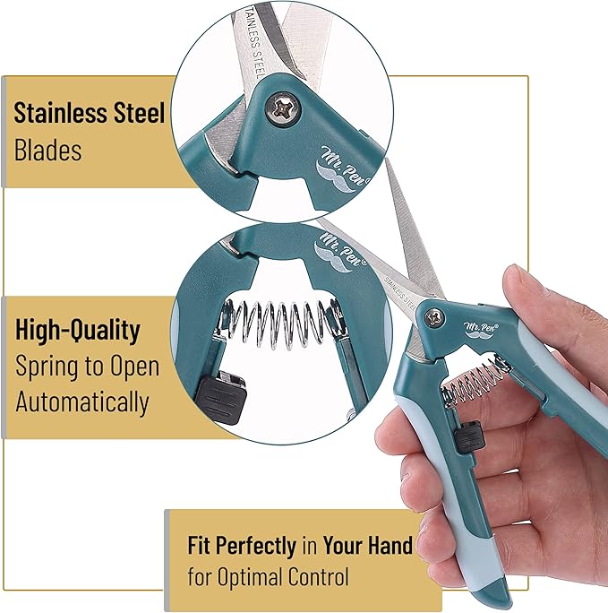 Mr. Pen Gardening Scissors, 6.5 Inch, Pruning Shears with Straight Stainless Steel Blade, Garden Clippers