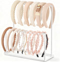 Headband Holder Organizer Metal 2-Tier with Tray: Hair Accessories Display Stand Storage Hairband Rack Necklace Stand Home Bedroom for Girls Women, White