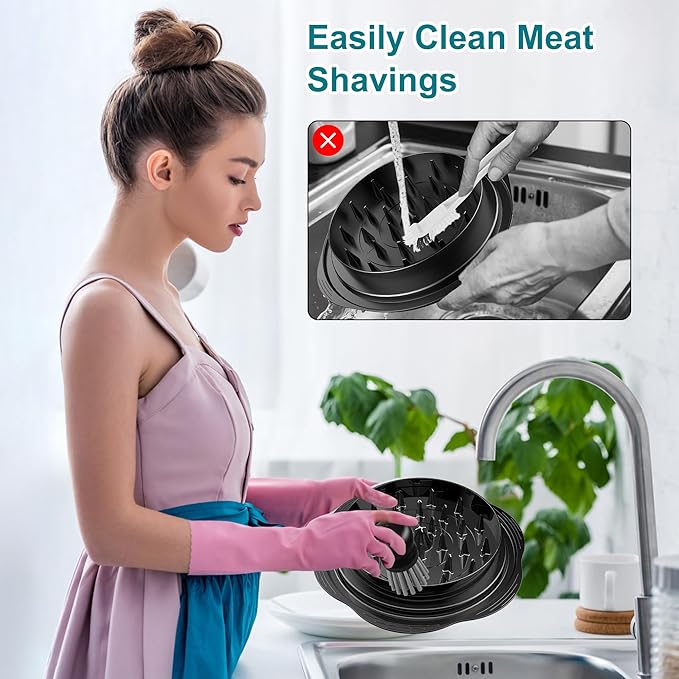 Mini Dish Brush for Cleaning Chicken Shredder, Palm Brush Dish Scrubber with Ergonomic Grip, Kitchen Brush for Washing Dishes, Pans, Pots, Sink (4, Black)