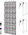 GORILLA GRIP Over the Door Shoe Organizer, 24 Large Breathable Mesh Pockets, Space Saving Hanging Storage Holder, Closet Rack Hanger Holds Up to 40 lbs, Hangs on Closets for Shoes, Accessories, Grey
