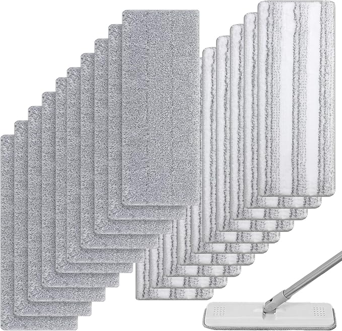 20Pcs Mop Replacement Pads Compatible with Flat Mop or Mop Bucket Set, 13" X 4.9" Universal Mop Pads Mop Head Refills Washable Wet Mops, Microfiber Flat Mop Pad for Most 11-13” Size Mops