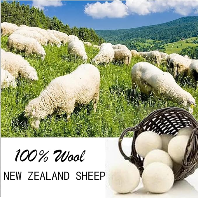 Wool Dryer Balls Laundry Reusable Wool Balls for Dryer Organic Premium New Zealand Wool Natural Fabric Softener Reduce Clothing Wrinkles Drying Clothes Faster Eco-Friendly 3 Pack XL