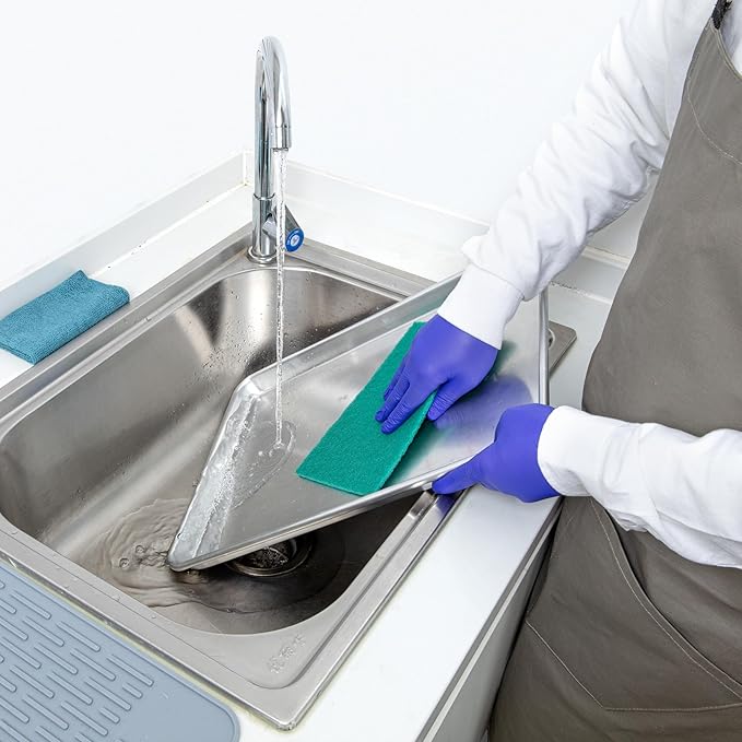 Restaurantware-RW Clean 9 Inch x 6 Inch Scouring Pads, 10 No-Scratch Green Scrub Pads - Heavy-Duty, No-Abrasive, Green Polyester Scrub Pads For Cleaning, For Scraping, Cleaning, Or Scrubbing,
