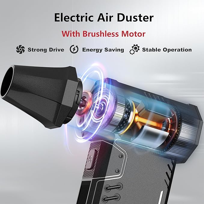 SDFM Compressed Air Duster - 180,000 RPM Snow Blower - with Brushless Motor, 3-Gear Adjustable Air Duster - for Keyboard, PC, Car, Air Bed, and Home Cleaning (X15)