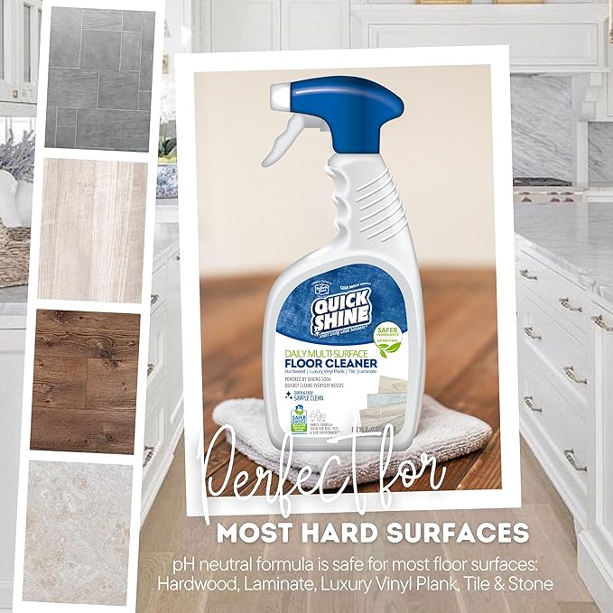 Quick Shine Multi Surface Floor Cleaner Daily Care 24oz, 6Pk | Ready to Use, Dirt Dissolving, Streak Free, No Rinse | Use on Hardwood, Laminate, Luxury Vinyl Plank LVT, Tile & Stone | Safer Choice