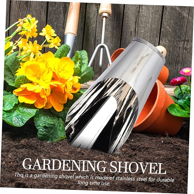 Stainless Steel Bucket Shovel Bonsai Soil Scoop Plastic Soil Scoops for Garden Fertilizer Feed Scooper Small Soil Scoops Gardening Supplies Potted Scoops for Stainless Steel