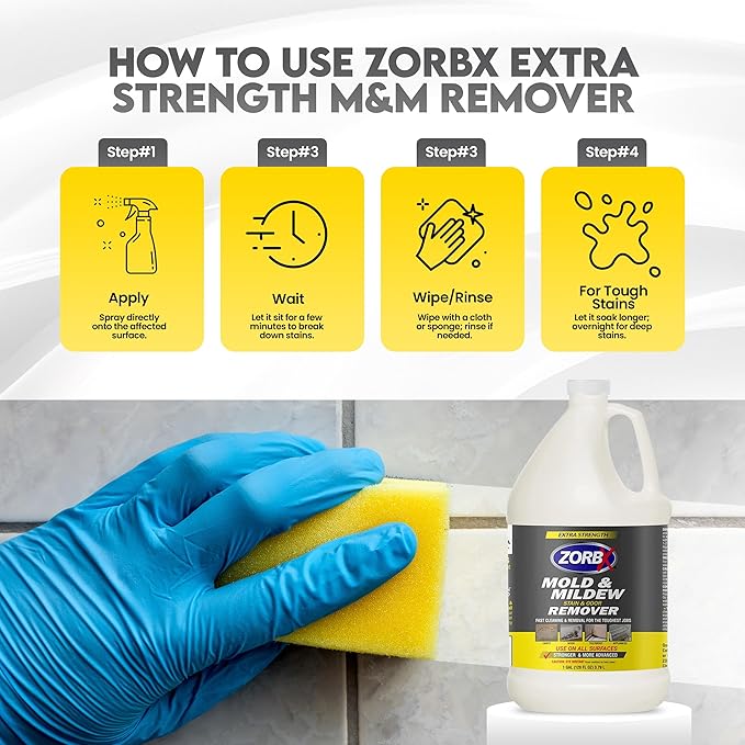 ZORBX Stain & Odor Remover & Cleaner Spray 128 FL Oz Refill – Scrub Free Formula - Bleach Free Stain & Smell Eliminator for Shower, Bathroom, Ceiling, Carpet, Cars, Walls & Wood