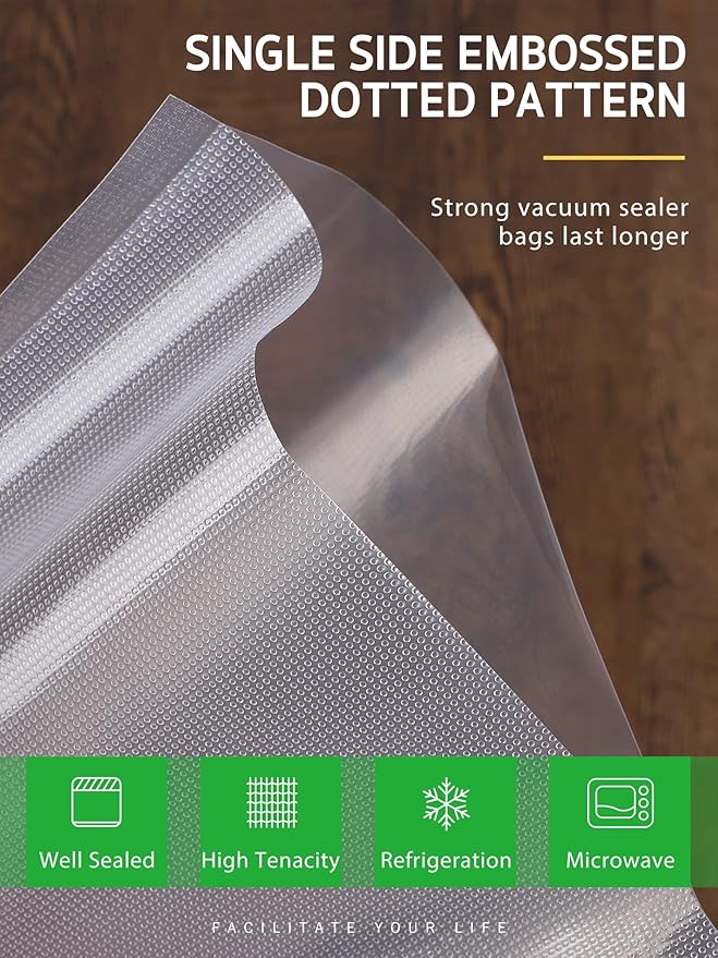 Syntus Vacuum Sealer Bags, 6 Pack 3 Rolls 11" x 20' and 3 Rolls 8" x 20' Commercial Grade BPA Free Bag Rolls, Food Vac Bags for Storage, Meal Prep or Sous Vide