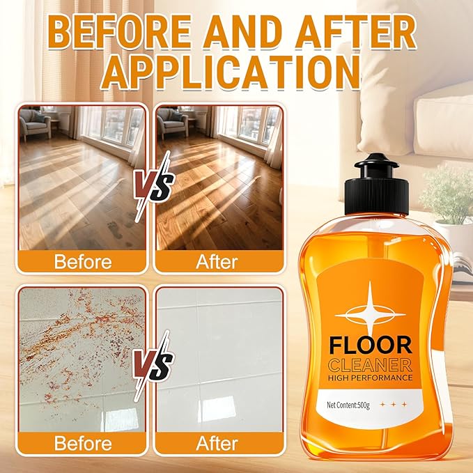 Household Hardwood Floor Cleaner, Floor Solution for Mopping Wood Tile Laminate, Marble, Natural Stones, Porcelain Shower Bathroom, Liquid-17.6 Fl Oz1 Bottle
