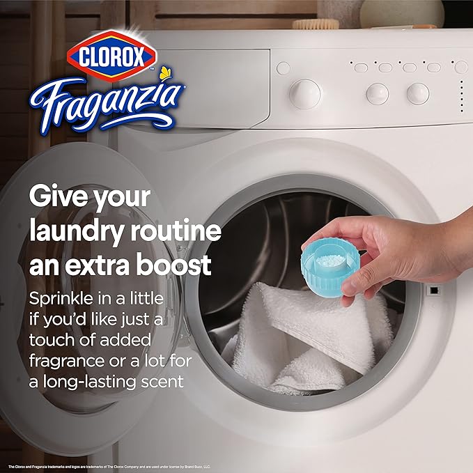 Clorox Fraganzia Laundry Scent Booster Crystals, In-Wash Fragrance Beads for Fresh-Smelling Clothes & Linens, Safe for All Fabrics & Colors, Easy-Pour Bottle, Ocean Scent, 18 Oz, 2 Pack