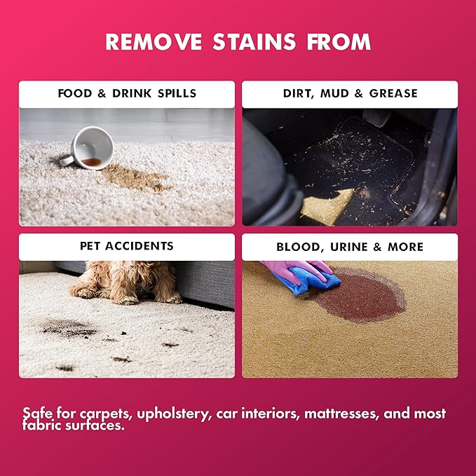 RemoovABull Carpet & Upholstery Stain Remover – Fast Acting, Powerful Cleaner for Oil, Grease, Dirt, Coffee, Urine & More – Ideal for Car Interiors, Fabrics, & Carpets – Made in the USA