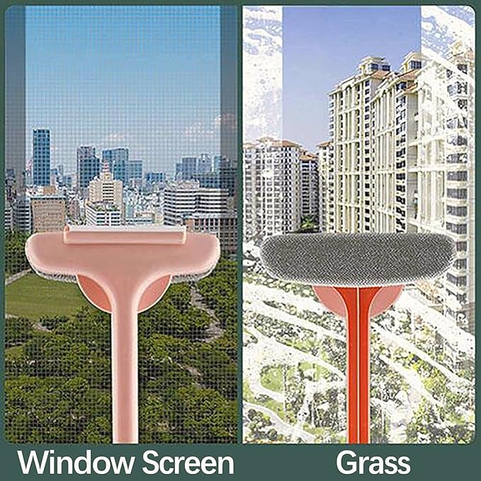 Mesh Screen Cleaner - 2 in 1 Window Cleaner Brush, Glass Cleaning Scraper, Dual Purpose, Extendable (Blue)