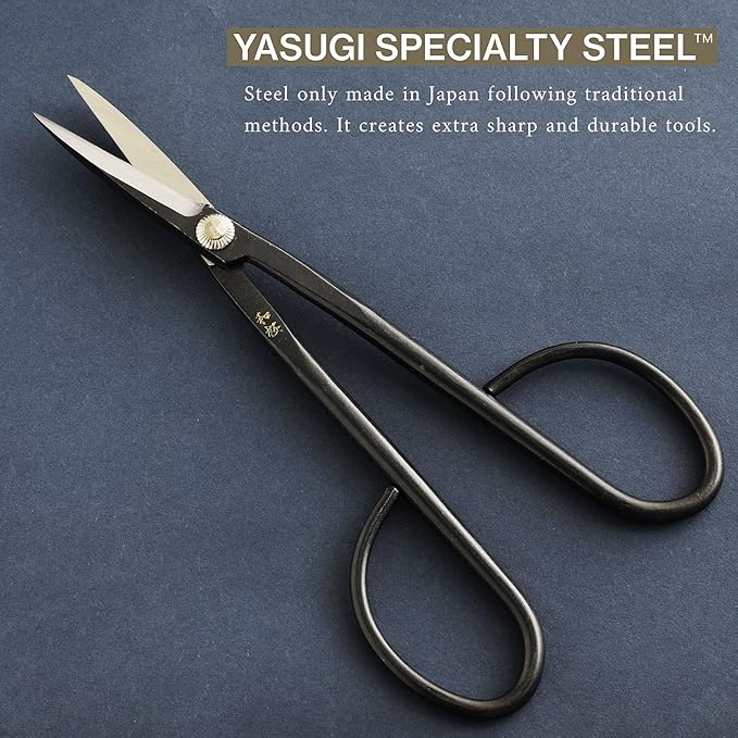 Wazakura Bonsai Tool Kit Made in Japan, Twig Bonsai Scissors 8-1/4 in (210mm) + Concave Branch Cutter 8 in (200mm) Starter Set (Yasugi Steel Twig Scissor+Concave Cutter)