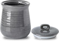HASENSE Large Ceramic Coffee Canister with Airtight Lid, 80 FL OZ Grey Porcelain Food Storage Container, Farmhouse Kitchen Countertop Jar for Coffee Beans, Flour, Sugar, Cereal & Cookies