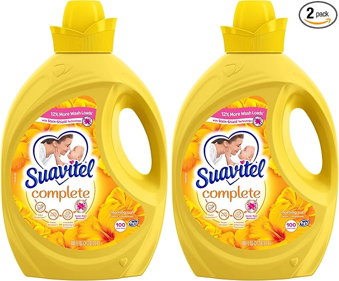 Suavitel Complete Liquid Fabric Conditioner, Laundry Fabric Softener with Fabric Protection Technology, Morning Sun, 100 fl oz, Enough Liquid For 100 Small Loads (Pack of 2)