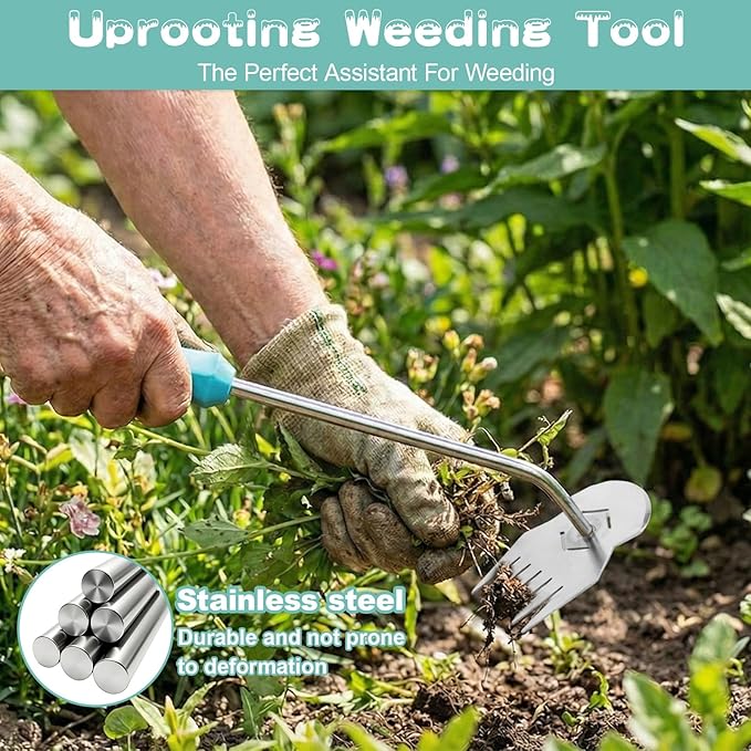 Garden Weed Tool,2026 Portable Gardening Tools,Adopting Ergonomic Handle Design,6 Tooth Stainless Steel Weeding Tools,Hand Weeder Tool Suitable for Farm Planting,Gardening